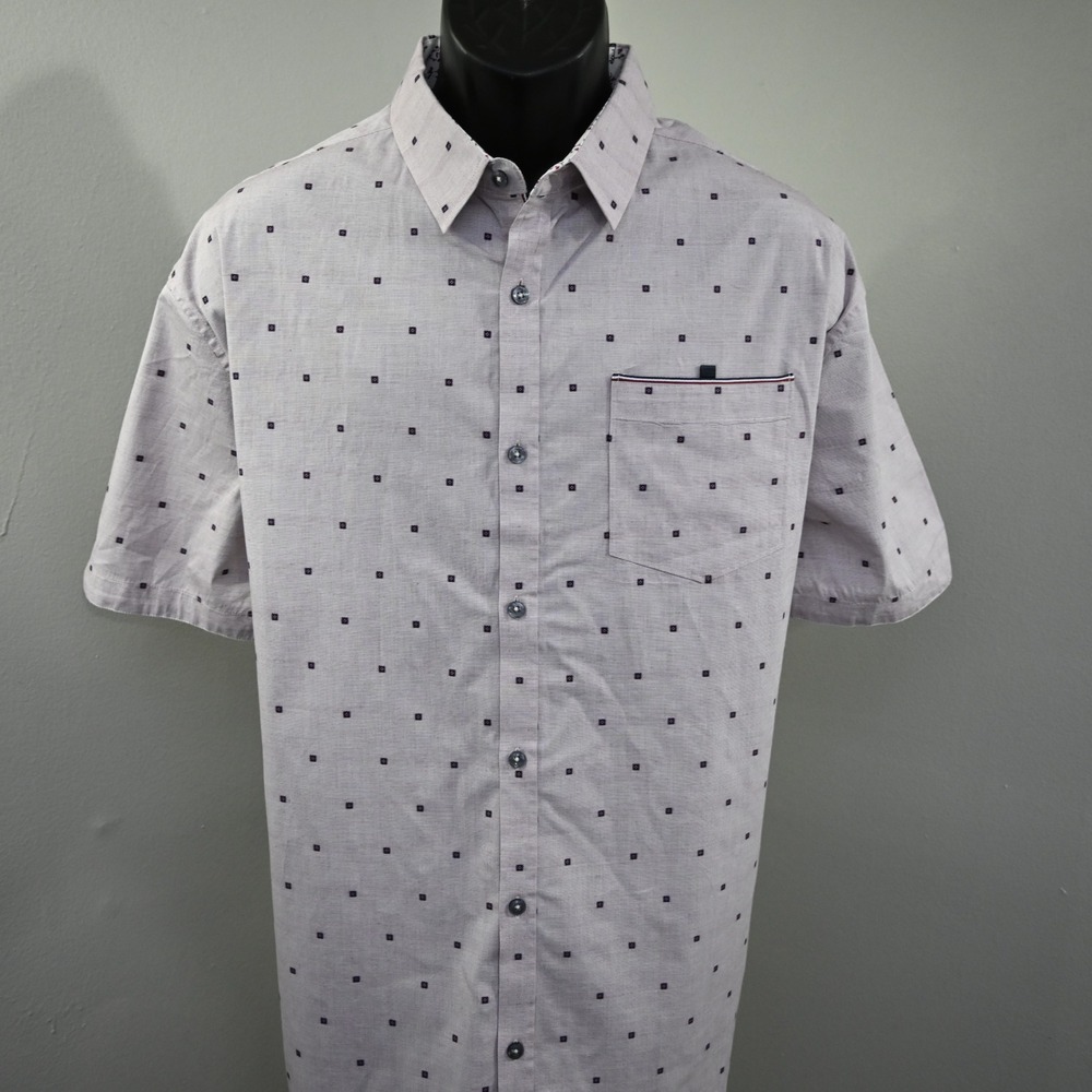 7Diamonds Button Up Mens XXL Geometric Short Sleeve Stretch Shirt SMK-6877